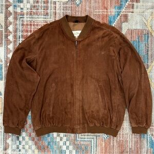 Peter Millar Crown Vintage Suede Bomber Jacket Mens XL